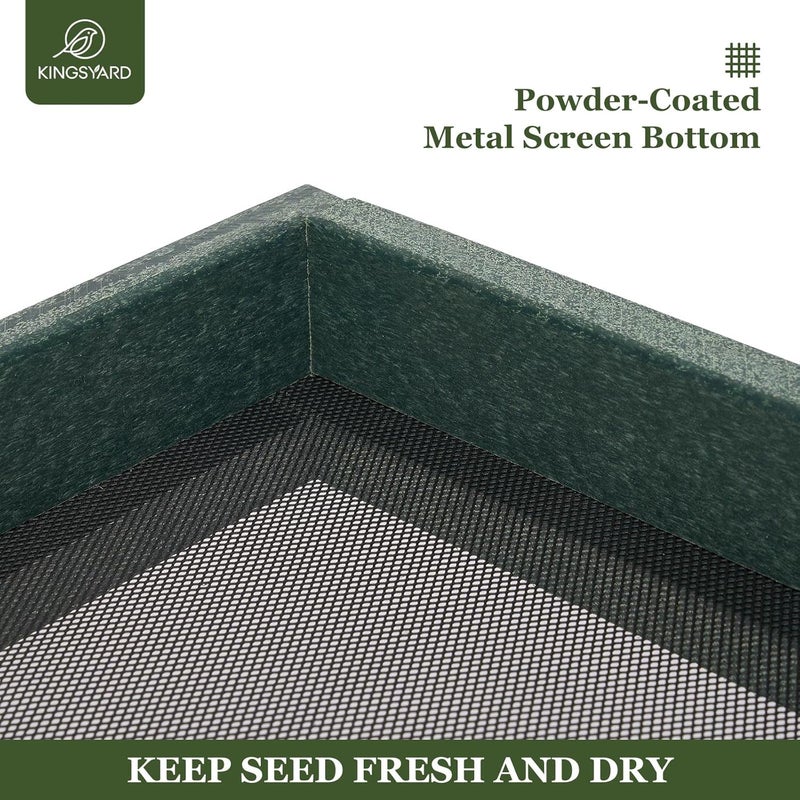 Kingsyard 2 Pack Platform Bird Feeder Tray for Outdoor Hanging - Durable Recycled Plastic & Metal Mesh, Large 3.5 lbs Capacity, Ideal for Attracting Large Birds, Green - Image 5